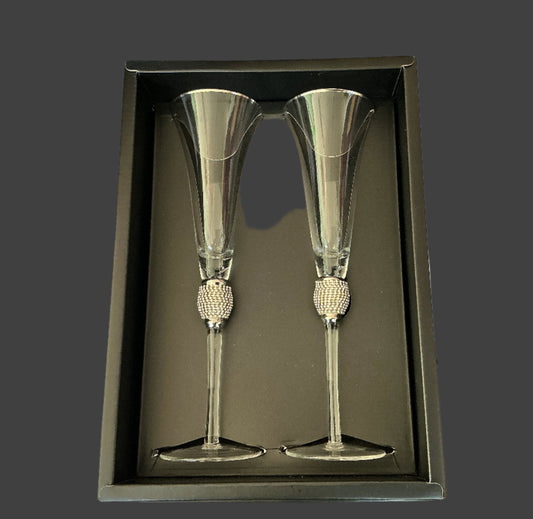 Champagne Flutes with Chrystals